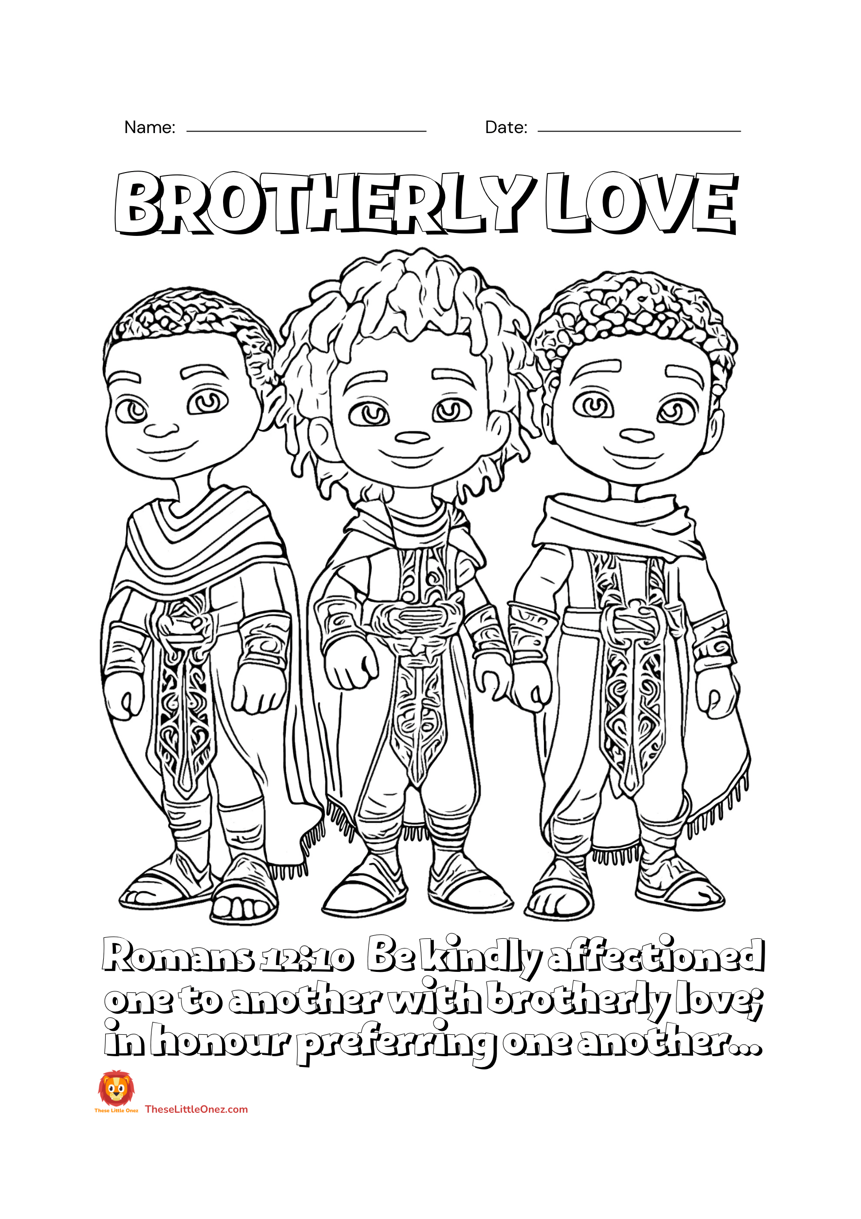 Israelite Children’s Brotherly Love Coloring Page