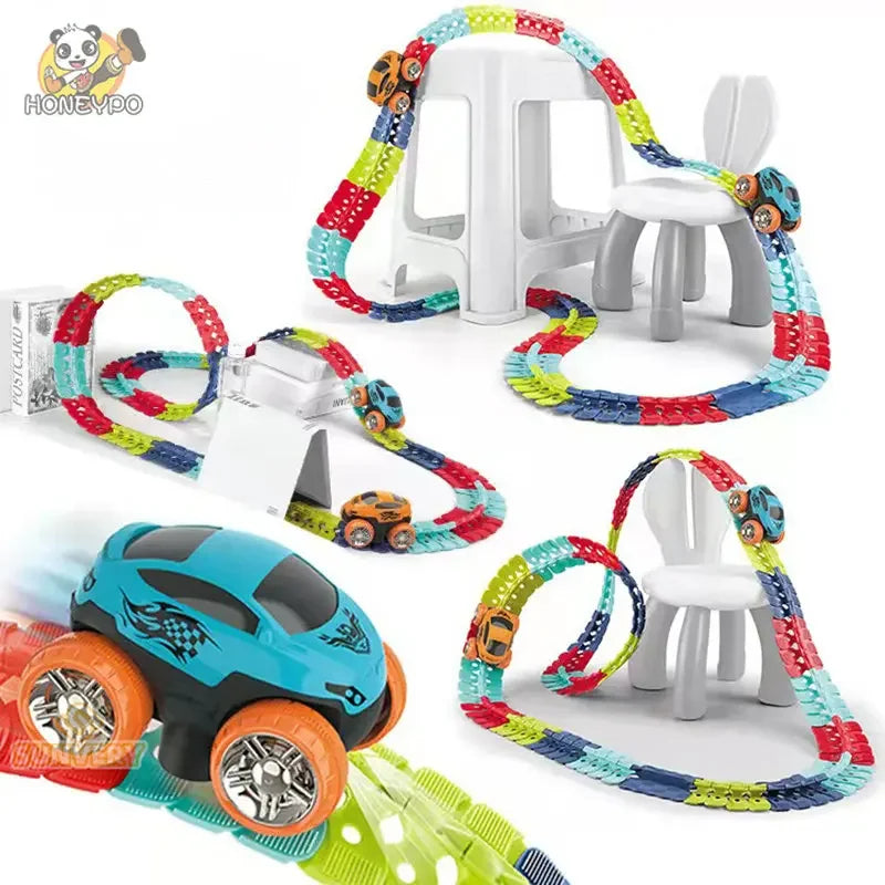 Anti Gravity Racers™ Rechargeable Kids Track Cars For Boy Flexible Track with LED Light-Up Race Car Set Gift for Kid