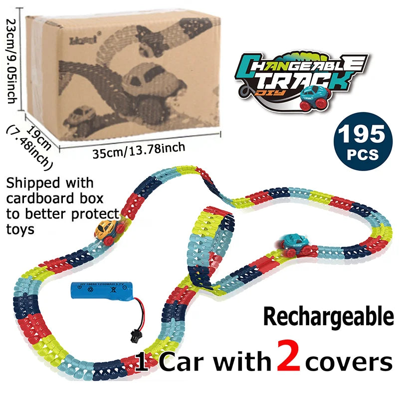 Anti Gravity Racers™ Rechargeable Kids Track Cars For Boy Flexible Track with LED Light-Up Race Car Set Gift for Kid