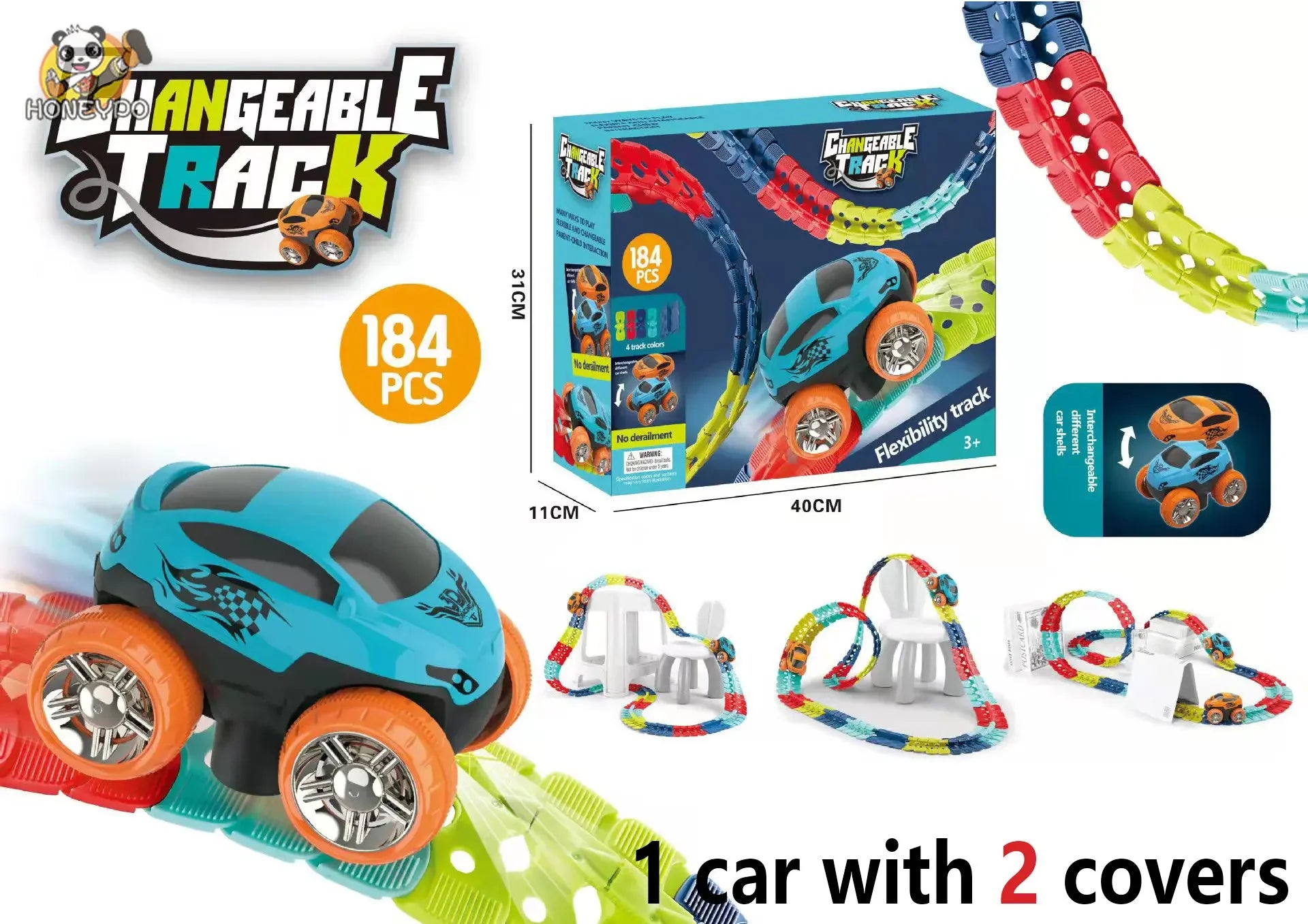 Anti Gravity Racers™ Rechargeable Kids Track Cars For Boy Flexible Track with LED Light-Up Race Car Set Gift for Kid