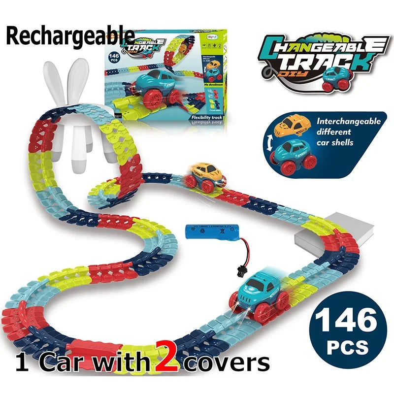 Anti Gravity Racers™ Rechargeable Kids Track Cars For Boy Flexible Track with LED Light-Up Race Car Set Gift for Kid