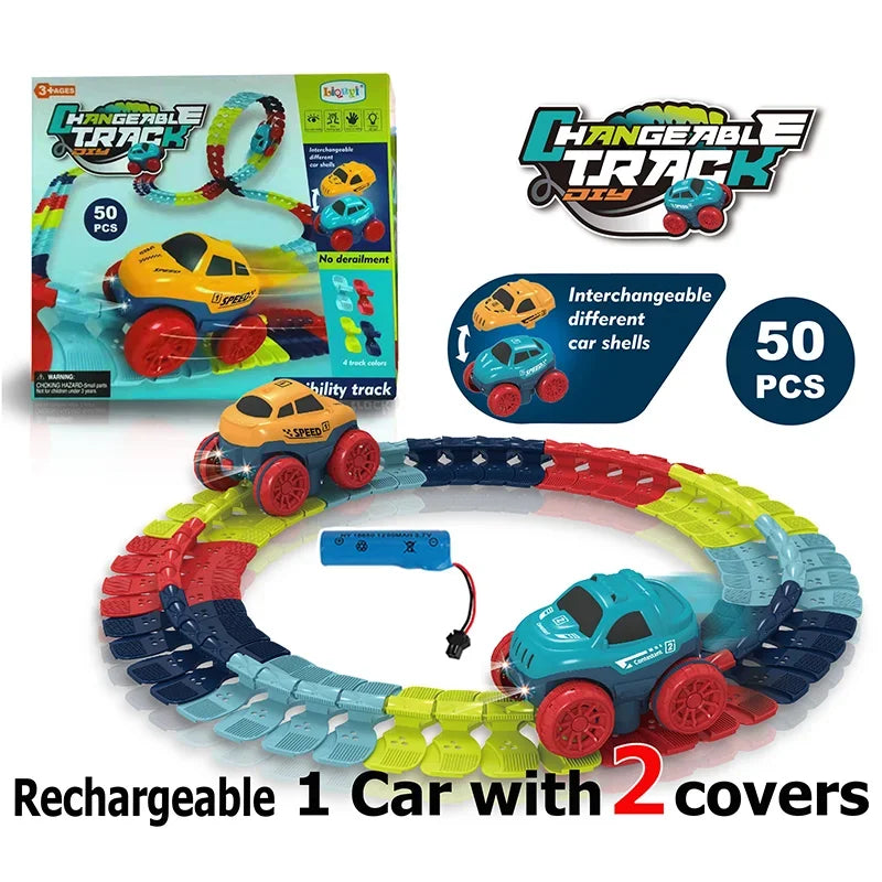 Anti Gravity Racers™ Rechargeable Kids Track Cars For Boy Flexible Track with LED Light-Up Race Car Set Gift for Kid