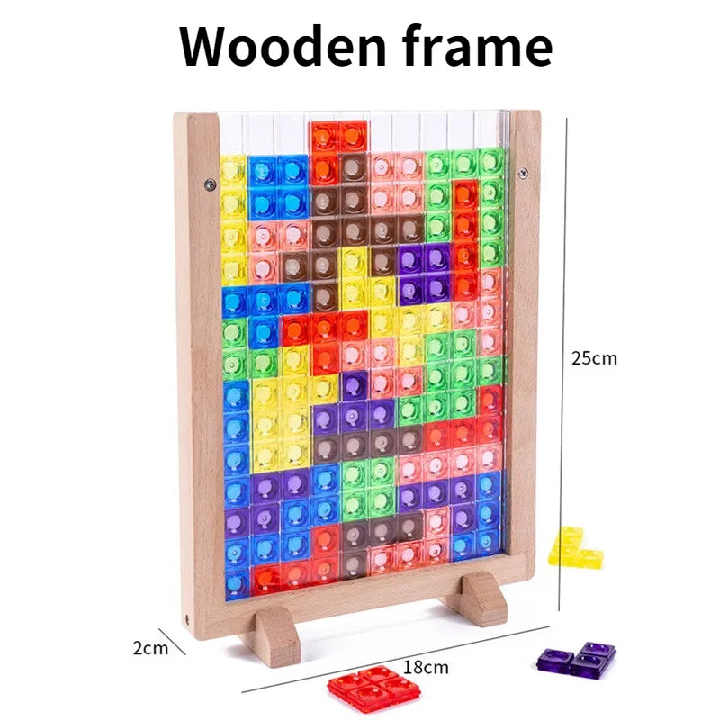 Tetris 3D Puzzle Wooden Tangram Math Toys Game Children Educational Toy for Kids