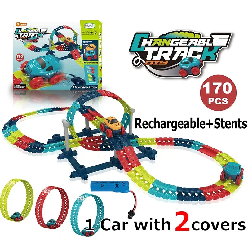 Anti Gravity Racers™ Rechargeable Kids Track Cars For Boy Flexible Track with LED Light-Up Race Car Set Gift for Kid