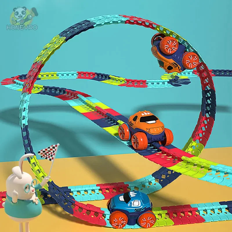 Anti Gravity Racers™ Rechargeable Kids Track Cars For Boy Flexible Track with LED Light-Up Race Car Set Gift for Kid