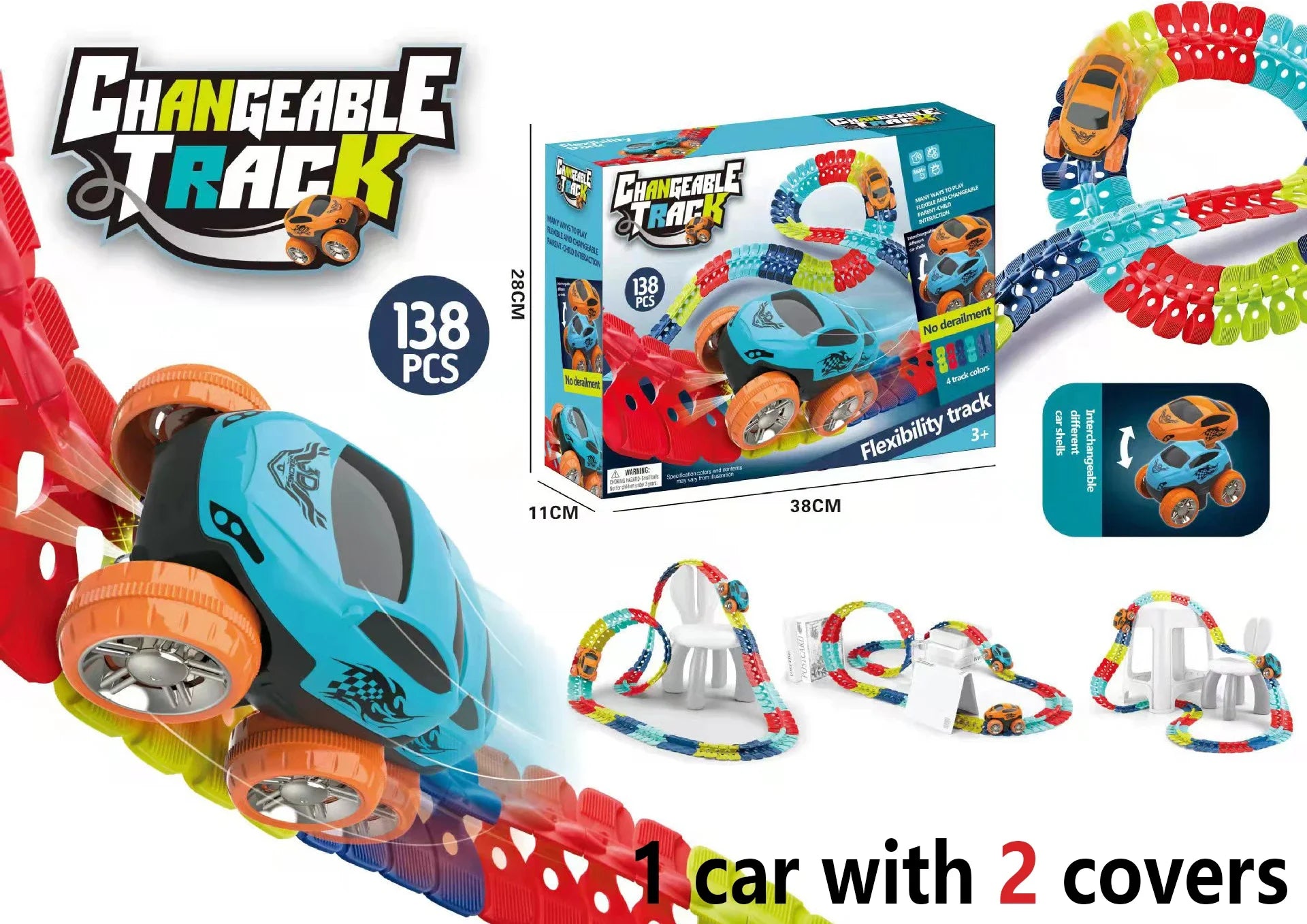 Anti Gravity Racers™ Rechargeable Kids Track Cars For Boy Flexible Track with LED Light-Up Race Car Set Gift for Kid