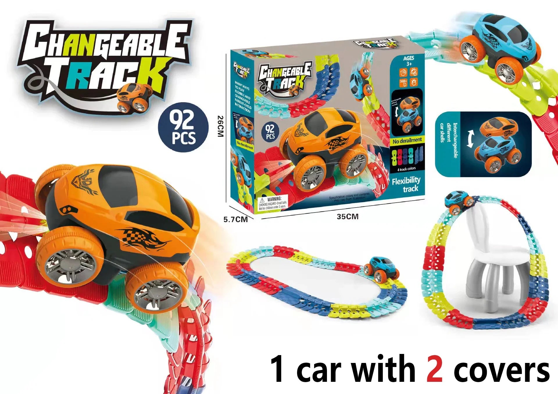 Anti Gravity Racers™ Rechargeable Kids Track Cars For Boy Flexible Track with LED Light-Up Race Car Set Gift for Kid